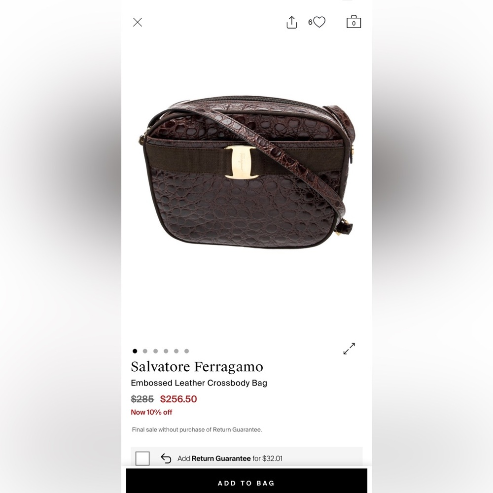 Salvatore Ferragamo Dark Brown Textured Crossbody Bag